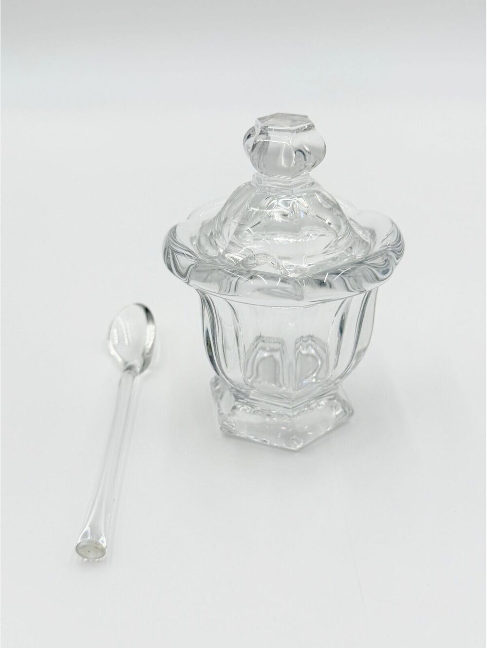 Pair of Baccarat Crystal Harcourt Missouri Jam Jars Lidded with Spoons - Picture 4 of 9